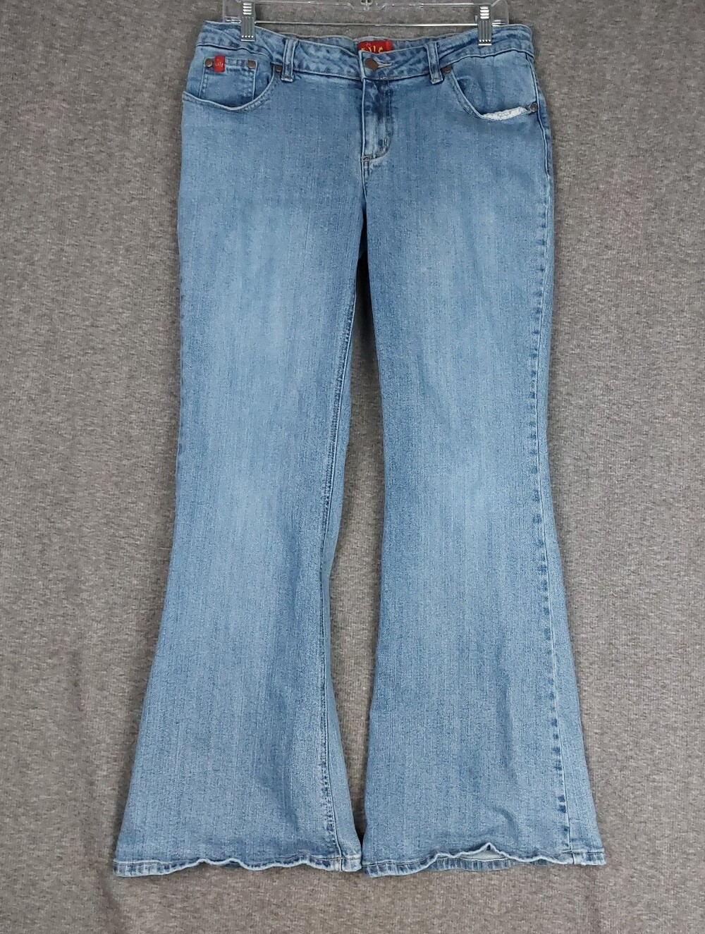 TILT WOMENS BLUE JEAN Y2K FLARE LIGHT WASH STRETCH DENIM PANTS SIZE 11